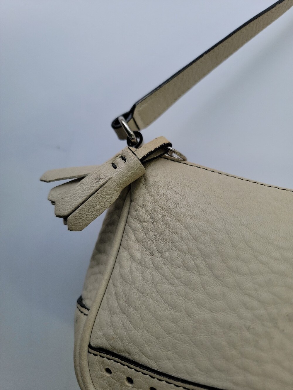 Y2k COACH Demi Baguette Purse Bone Pebbled Leather - Picture 3 of 15